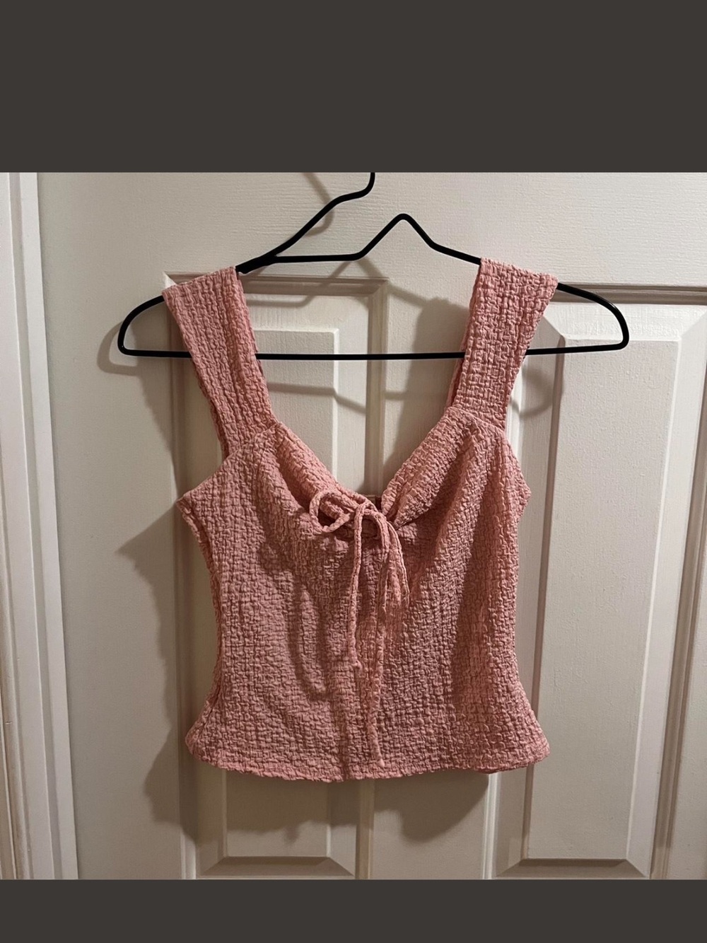 See You Monday Blush Pink Textured Tie-Front Camisole